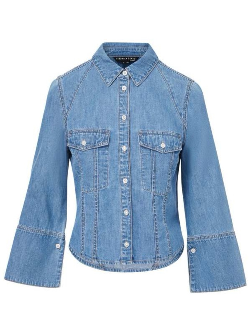 Veronica Beard Light Blue Denim Button-Down Shirt